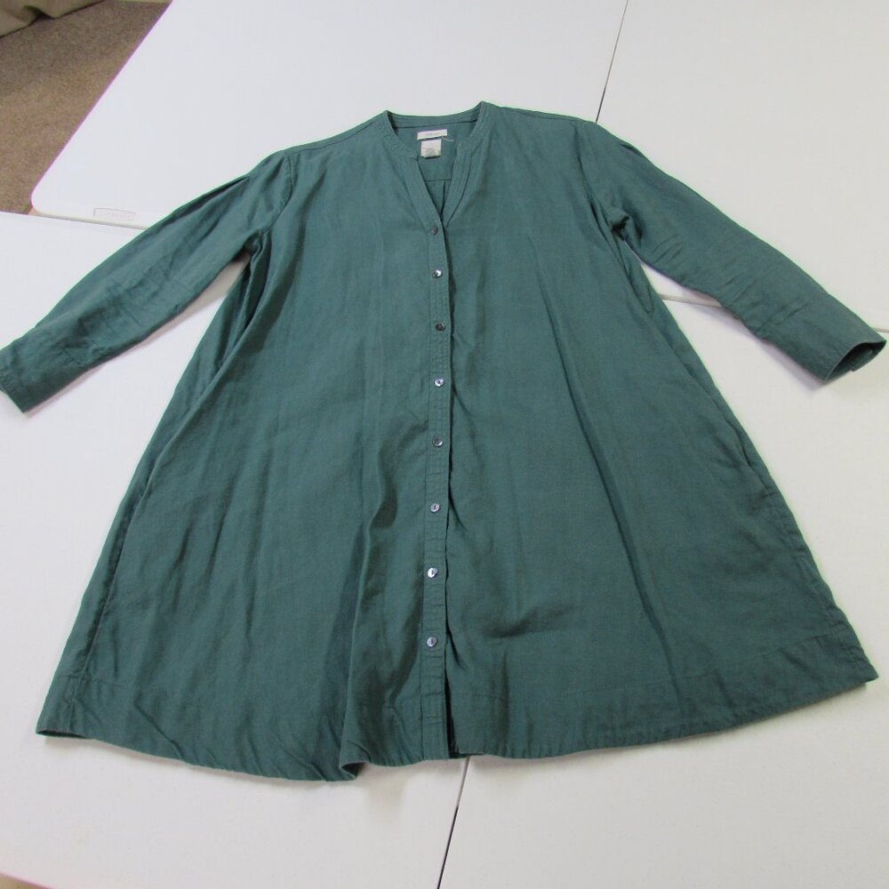 Joie 100% Linen Shirt Dress/Tunic Oversized Sage Green Side Pockets XS